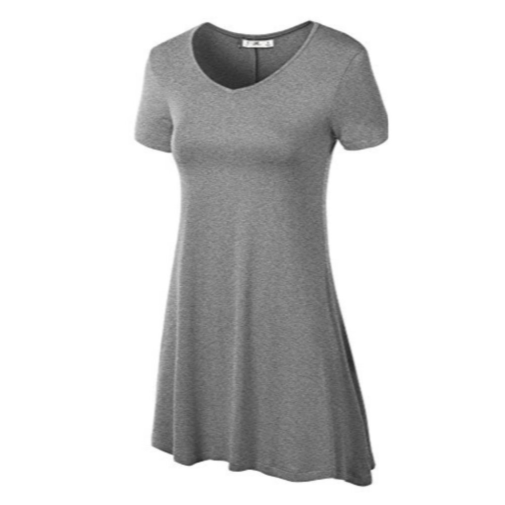 Tunic Top - Short Sleeve Heather Gray